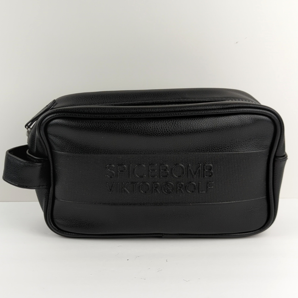 Spicebomb Viktor & Rolf Black Faux Leather Toiletries Bag
